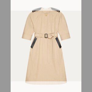Givenchy Leather-Trim Belted Cotton Twill Midi Cocoon Dress (ORIG $3100) SIZE 12